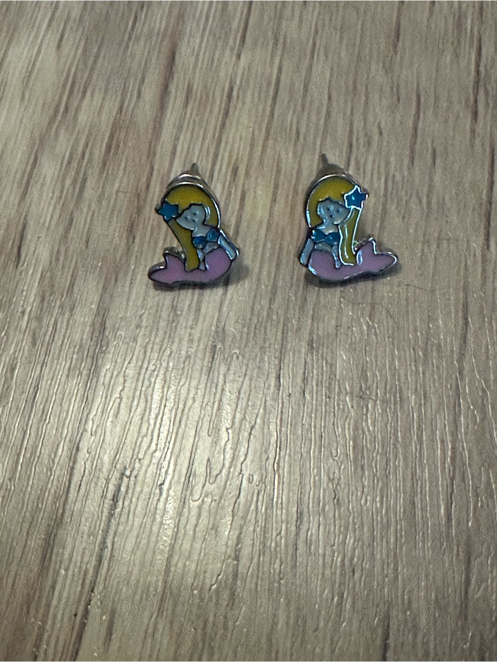Kids Mermaid Stud Earrings - Pink & Yellow